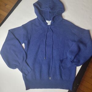 Magaschoni Women Blue Hoodie Sweater Size XS
